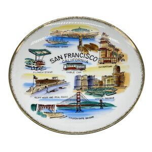 San Francisco California decorative plate Chinatown Union Square glass READ